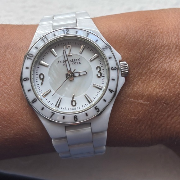 Anne Klein Ceramic Band Mother-Of-Pearl Watch - Picture 1 of 7